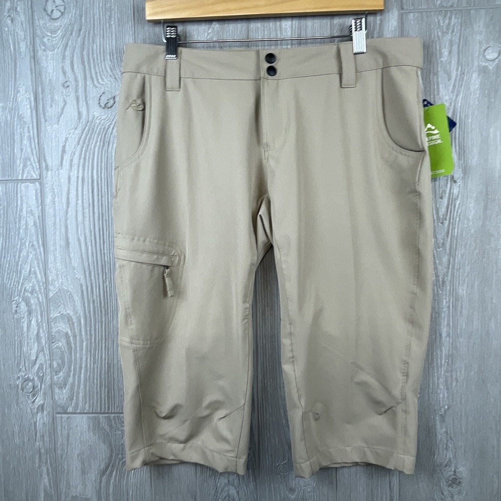 NEW‎ Alpine Design Women 12 Capri Pants Tan Khaki Stretch Outdoors Travel Hiking
